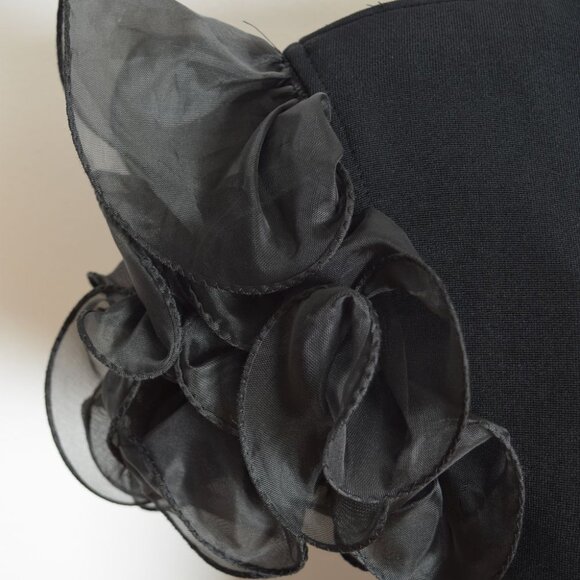 vintage 80s party dress black heart cutout backless party short prom ruffle M - Picture 5 of 11